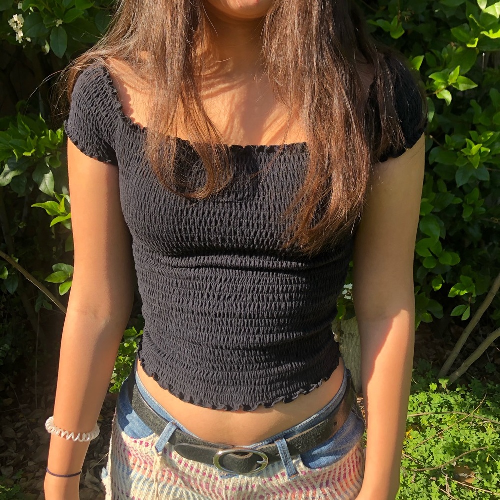 Hollister Black off-the shoulder crop top
